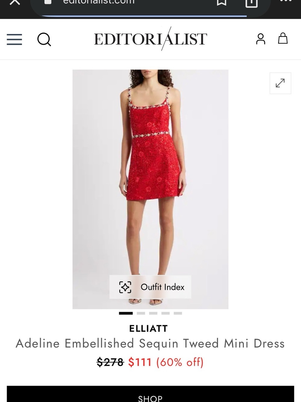Elliatt Red Embellished Sequin Tweed Mini Dress